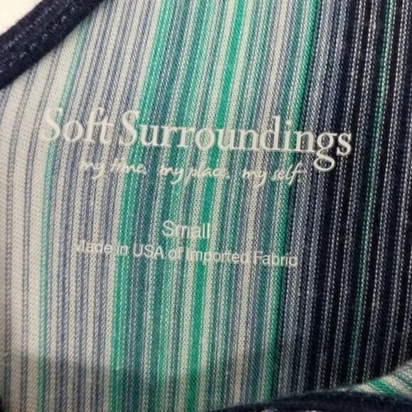 Soft Surroundings Serenity Stripe Cold Shoulder Asymmetric Midi Dress Women S - Picture 7 of 15